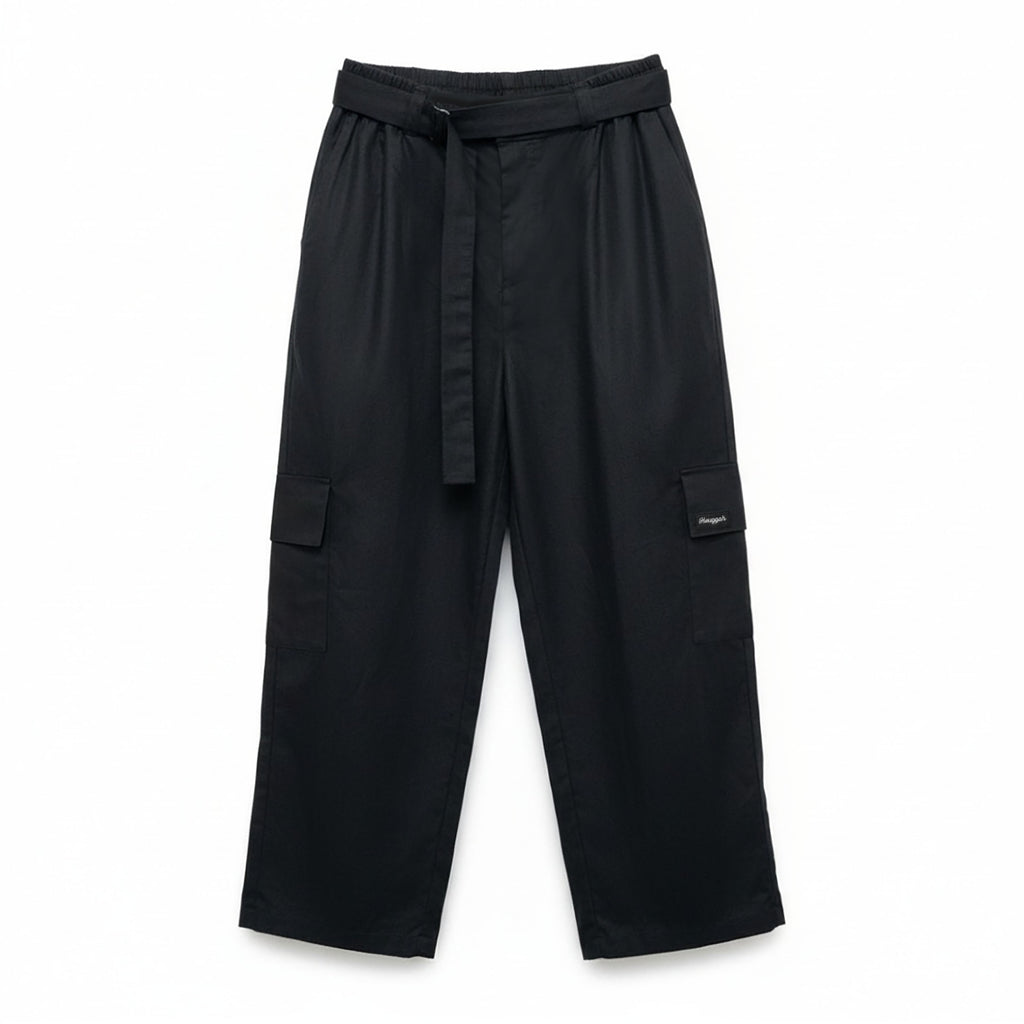 Cotton Twill Relaxed Pants Self Belt