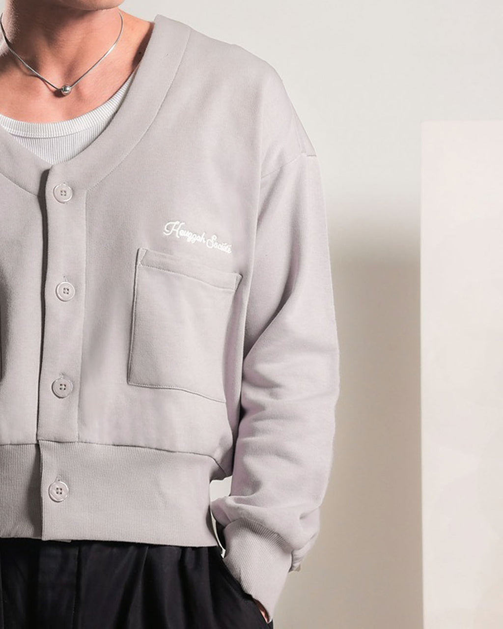 Cropped Cardigan Cotton Fleece