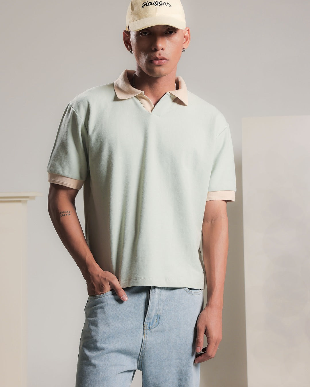 Boxy Dual Tone Polo Shirt
